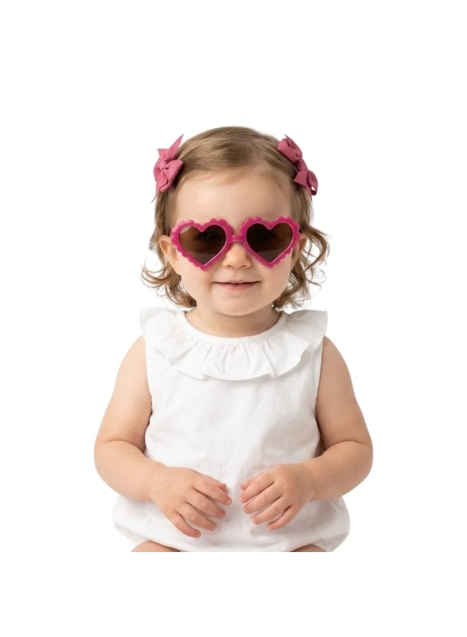 بامبيميسي Girls' Heart Shaped Sunglasses and Matching Hair Bows Se