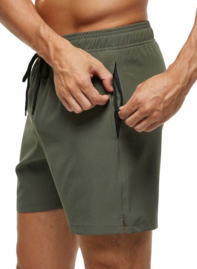 Tyhengta Men's Stretch Swim Trunks Quick Dry Beach Shorts with Zipper Pockets and Mesh Lining ArmyGreen 38 - Image 5