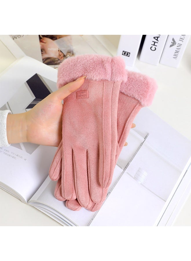 Winter Warm Touch Screen Gloves for Women – Windproof Thermal Gloves for Outdoor Cycling, Driving & Daily Wear Pink - Image 1