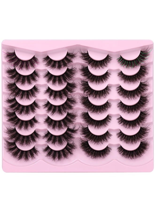 Newcally False Eyelashes Fluffy Wispy Faux Mink Lashes 8D Volume Long Cat Eye Lashes Dramatic 18MM 2 Styles Mixed Fake Lashes 14 Pairs Pack - Image 1