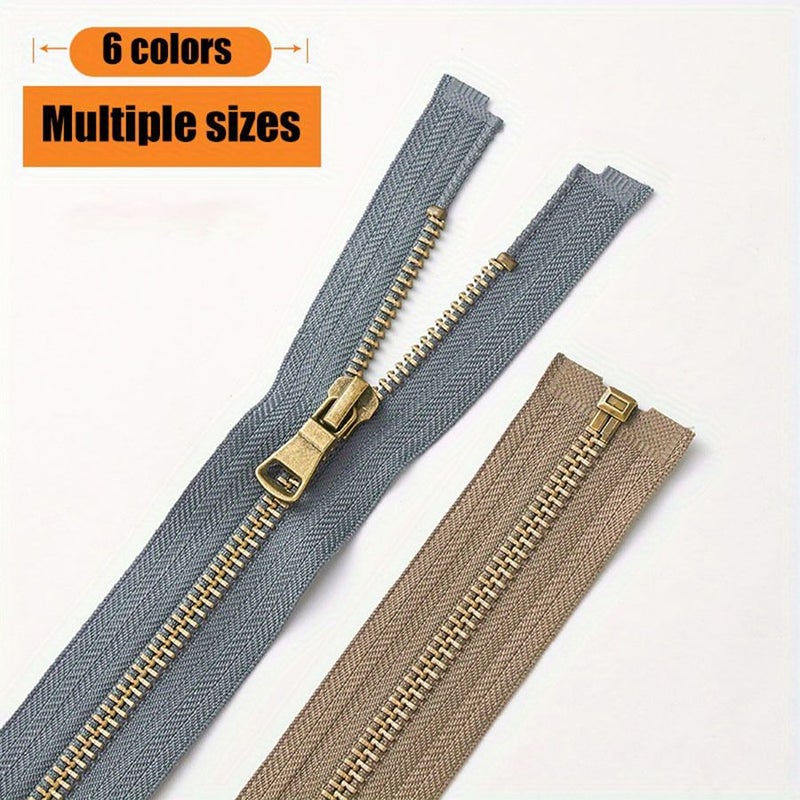 5 Pcs Beige Metal Zipper Antique Bronze Teeth 80cm Single End For Jackets Coats - Image 4