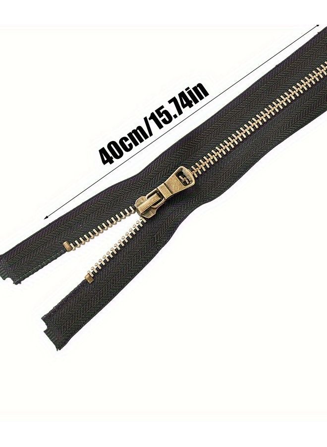 5 Pcs Beige Metal Zipper Antique Bronze Teeth 80cm Single End For Jackets Coats - Image 5