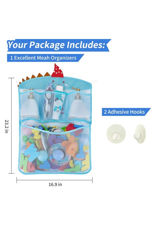 Free Swimming Baby Bath Toy Organizer Set,Quick Drying Mesh Net For Toddler Bathtub Games Holder (Blue)  - Image 2