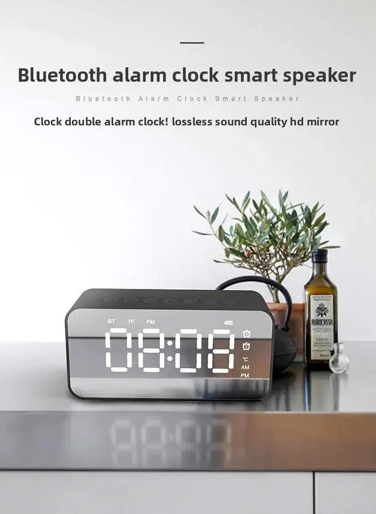 Digital LED Alarm Clock with Wireless Speaker, Dual Alarm Clock for Bedroom/Heavy Sleeper/Adult/Teen, Bluetooth Speaker Support TF Card Play FM Radio (Black) - Image 1
