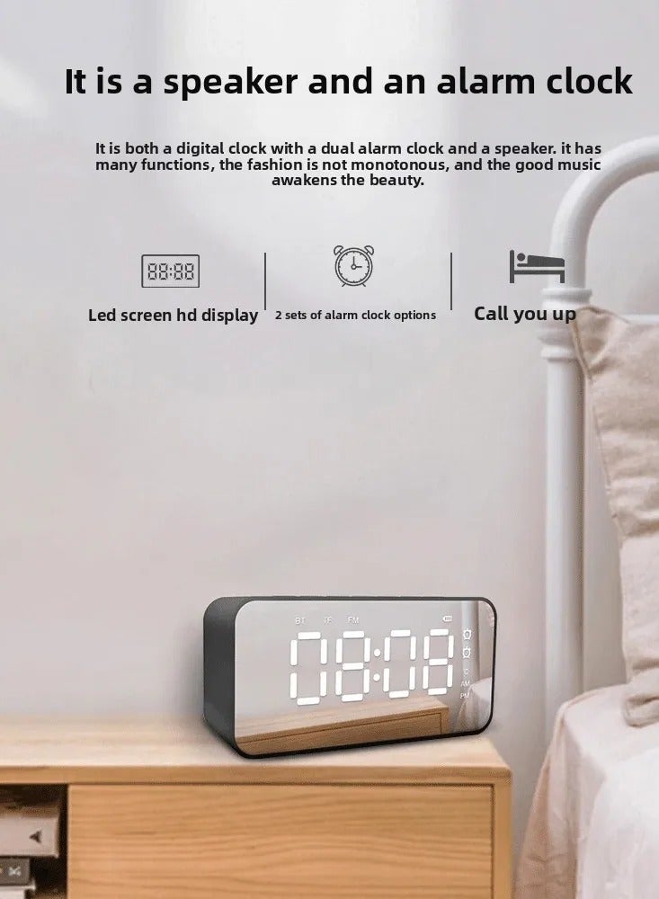 Digital LED Alarm Clock with Wireless Speaker, Dual Alarm Clock for Bedroom/Heavy Sleeper/Adult/Teen, Bluetooth Speaker Support TF Card Play FM Radio (Black) - Image 3