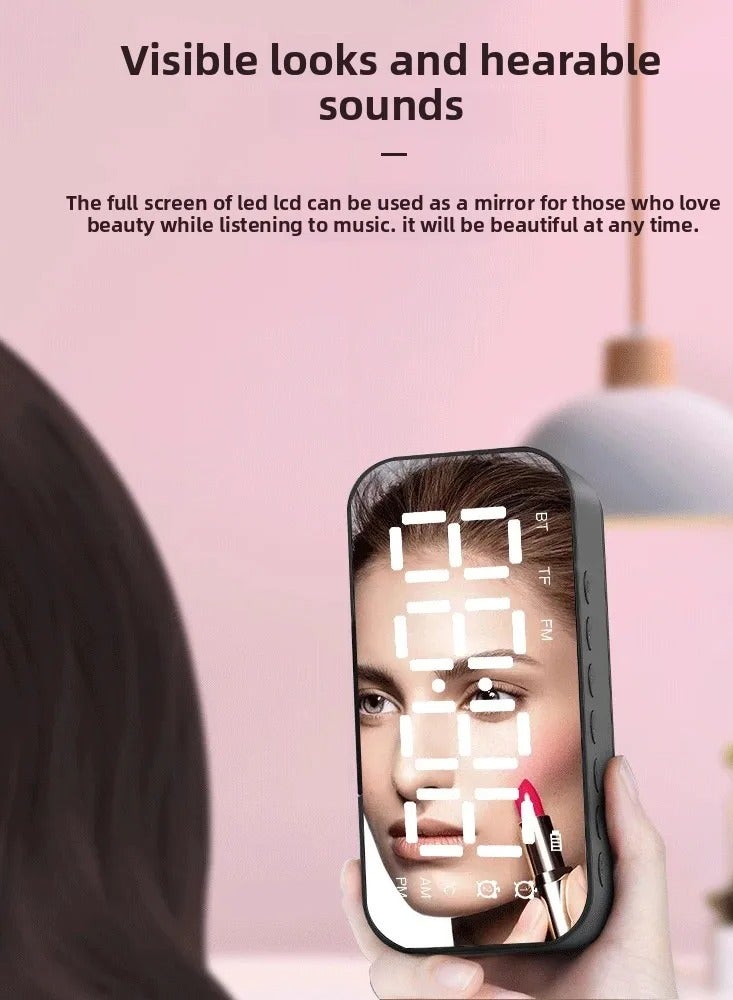 Digital LED Alarm Clock with Wireless Speaker, Dual Alarm Clock for Bedroom/Heavy Sleeper/Adult/Teen, Bluetooth Speaker Support TF Card Play FM Radio (Black) - Image 5