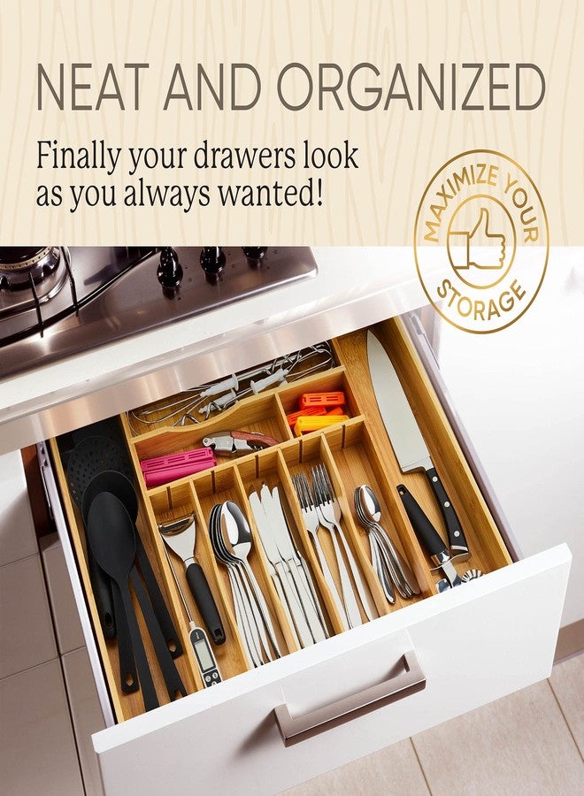 Night Tree [2.5" Deep] Bamboo Drawer Organizer Expandable for Kitchen Silverware Drawer Organizer Tray and Cutlery Flatware Organizer Drawer Tray/Utensil Tray - Image 5