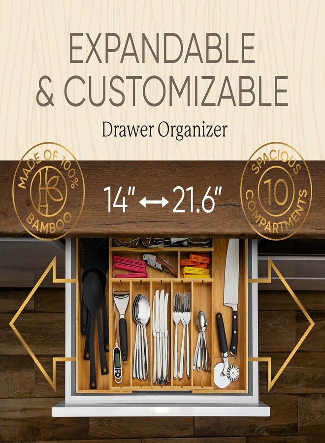 Night Tree [2.5" Deep] Bamboo Drawer Organizer Expandable for Kitchen Silverware Drawer Organizer Tray and Cutlery Flatware Organizer Drawer Tray/Utensil Tray - Image 2