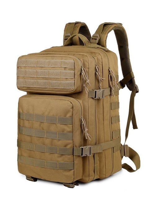 56L-75L Military Tactical Backpack Large Day Backpack for Men 3 Days Assault Pack Bug Out Bag Water Resistant and Heavy Duty Hiking Treeking Rucksack （Brown）