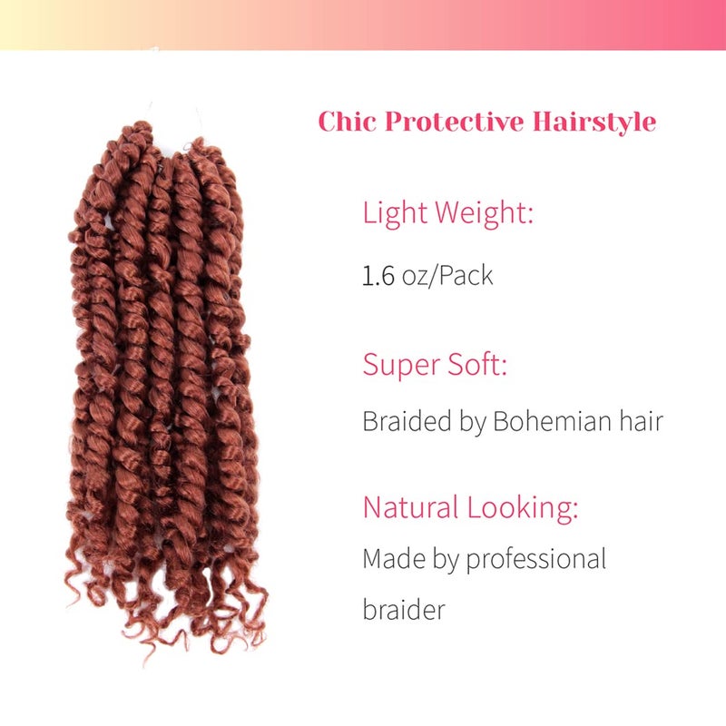 BOHOBABE Pre-twisted Passion Twist Crochet Hair 10 Inch Short Pre-looped Crochet Passion Twist Braiding Hair 8 Packs (350#) - Image 3
