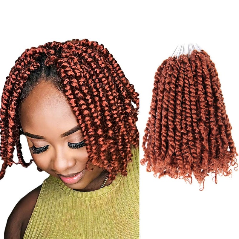 BOHOBABE Pre-twisted Passion Twist Crochet Hair 10 Inch Short Pre-looped Crochet Passion Twist Braiding Hair 8 Packs (350#) - Image 1