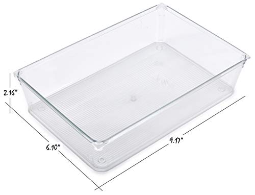 Masirs Clear Drawer Organizer - Easily Organize and Customize the Layout of Drawers. Great for Office Desk, Utensils, Cosmetics and Makeup. (8-Piece Set) - Image 4