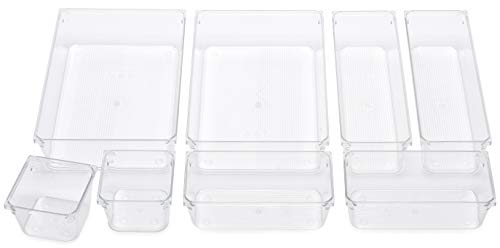 Masirs Clear Drawer Organizer - Easily Organize and Customize the Layout of Drawers. Great for Office Desk, Utensils, Cosmetics and Makeup. (8-Piece Set) - Image 2