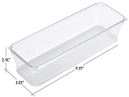 Masirs Clear Drawer Organizer - Easily Organize and Customize the Layout of Drawers. Great for Office Desk, Utensils, Cosmetics and Makeup. (8-Piece Set) - Image 5
