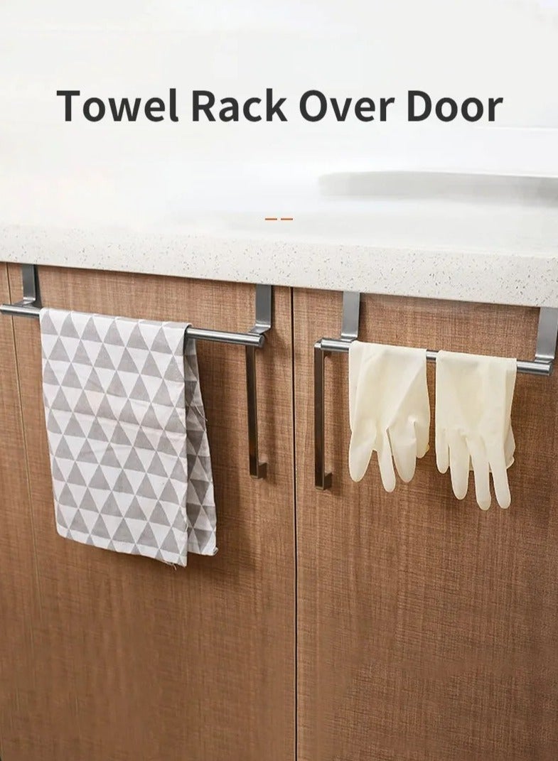 MODERN HOME 2PCS Over The Door Towel Rack, Stainless Steel Kitchen Towel Holder, Cabinet Door Towel Bar, Dish Towel Rack for Cabinet, Over Cabinet Towel Hanger for Kitchen Bathroom Cupboard - Image 3