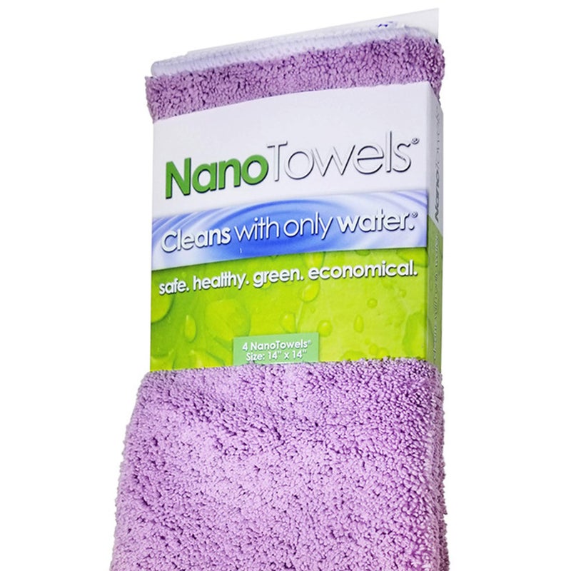 Nano Towels  The Amazing Eco Cloth That Cleans Virtually Any Surface with Only Water No More Paper Towels Or Toxic Chemicals 4Pack 14x14 Lavender