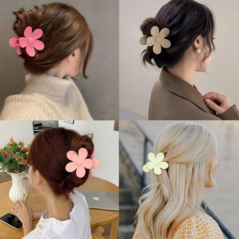 Messen 12 Pieces Flower Claw Clips for Women Girls - Large, Strong Hold Jaw Clips in 12 Matte Colors for Thick and Thin Hair - Image 5