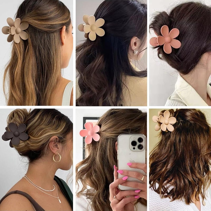 Messen 12 Pieces Flower Claw Clips for Women Girls - Large, Strong Hold Jaw Clips in 12 Matte Colors for Thick and Thin Hair - Image 4