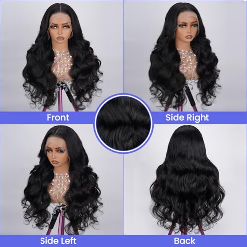 FASCARA 13x4 Body Wave Lace Front Wigs Human Hair Pre Plucked 180% Density HD Transparent Lace Frontal Wigs for Women, 9A, Small Bleached Knots, with Baby Hair, 18 Inch, Natural Color - Image 5