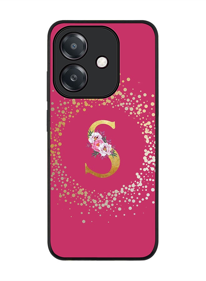 Stylizedd For Oppo A5i Case,Slim fit Camera Protection, Shockproof Thin Phone cover  - Custom Monogram Floral - S ( Deep Pink )