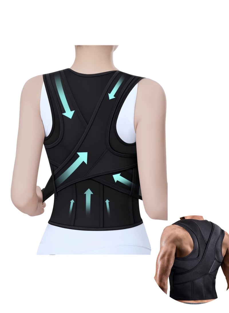 ARUWA Posture Corrector for Women & Men, Upper Lower Back Support Adjustable Support Brace, Full Back Brace, Women's Correction Belt Anti Hunchback Decompression Posture Correction Cross Back Strap (L) - Image 1