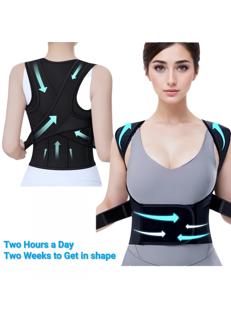 ARUWA Posture Corrector for Women & Men, Upper Lower Back Support Adjustable Support Brace, Full Back Brace, Women's Correction Belt Anti Hunchback Decompression Posture Correction Cross Back Strap (L) - Image 2