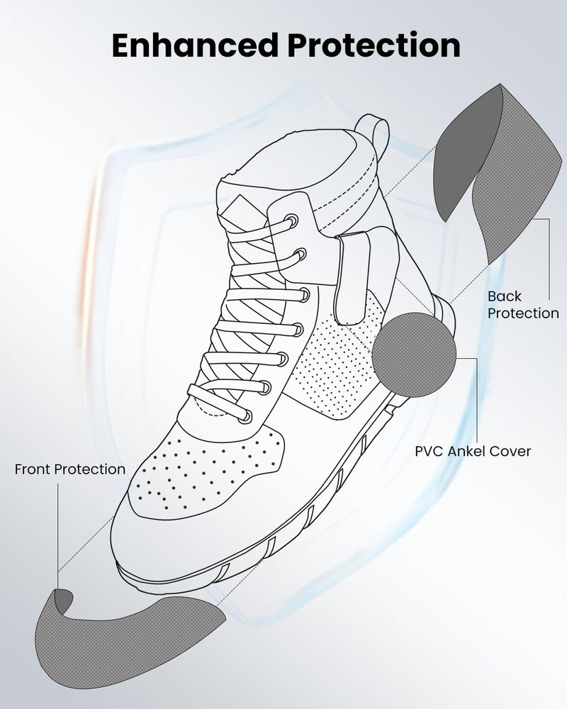 ILM أحذية جلدية للدراجات النارية للرجال مقاومة للماء وغير قابلة للانزلاق مع دعم للكاحل نموذج UB305 (أسود، 9) - Image 4