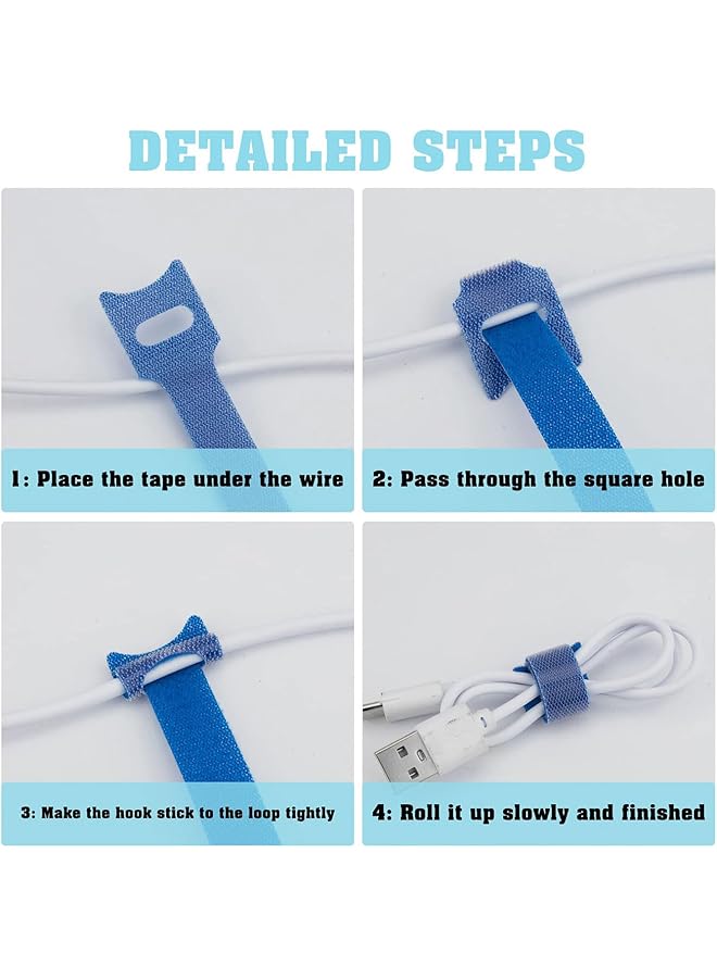 erorex Reusable Zip Tie Cable Ties Cord Organizer Cable Management Wire Management Cable Organizer Hook And Loop Cable Ties Twist Ties Cable Straps Tie Wraps Cord Ties Wire Ties Home Office Tie Wire 60 Pcs - Image 2