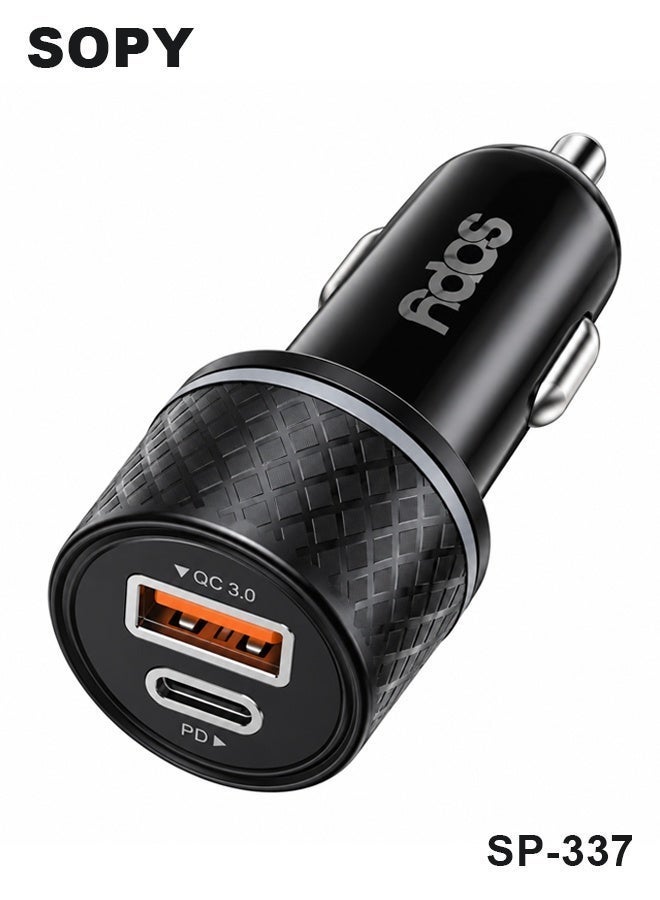 Generic SOPY 66W Dual Port Car Charger USB-A QC 3.0 and USB-C PD | 33W ...