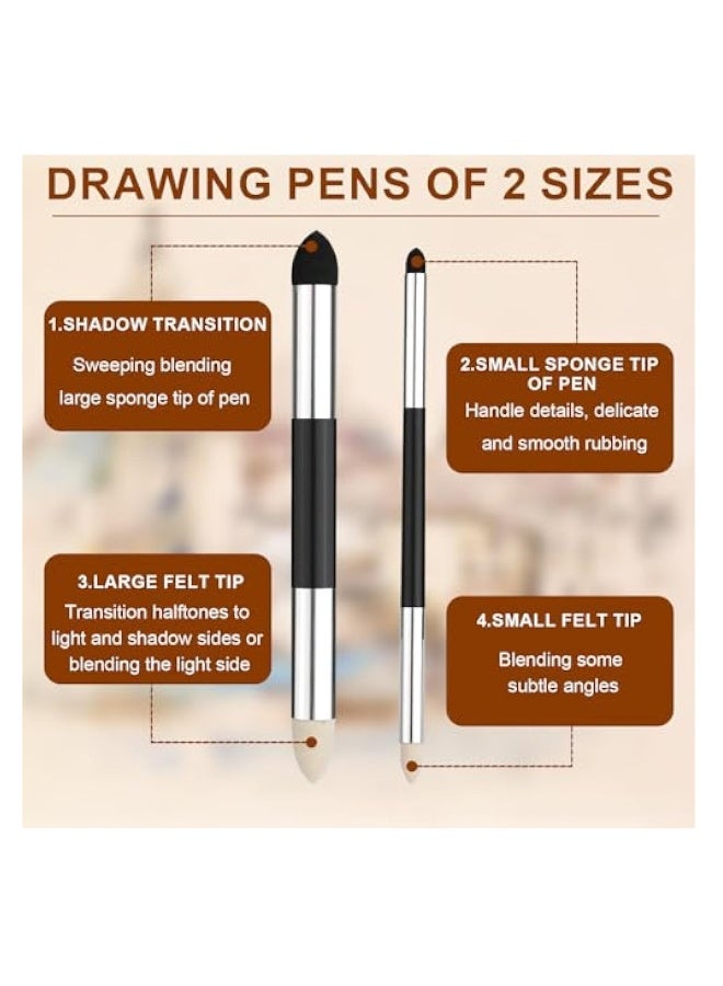 4Pcs Blending Sponge Pen, Double Headed Washable Rubbing Sponge Brush, 2 Sizes Blending Pen Sketch Pen Brush, Sponge Drawing Art Blender Drawing Blender for School Students Beginners Artists  - Image 4