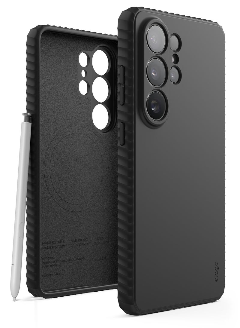 Elago Magnetic Ridge Silicone for Samsung Galaxy S26 ULTRA  Case cover [MagSafe Compatible] with Non-Slip Grip and Shockproof Protection - Black - Image 1