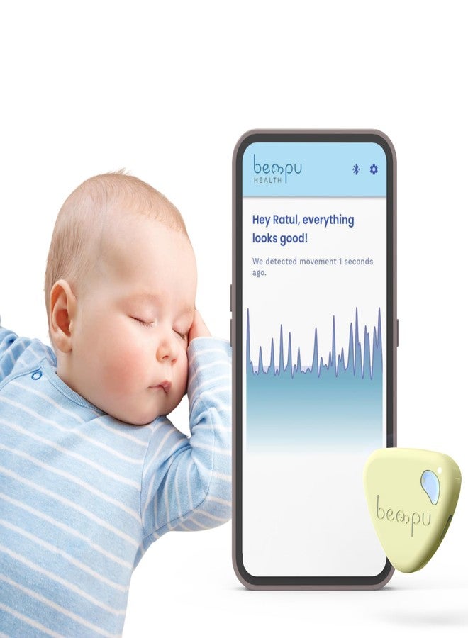 Bempu Bellybutton Baby Movement Monitor for Peace of Mind with Gentle Vibration, App Alerts, Easy Clip, Portable & Baby-Safe Design (Yellow) - Image 1