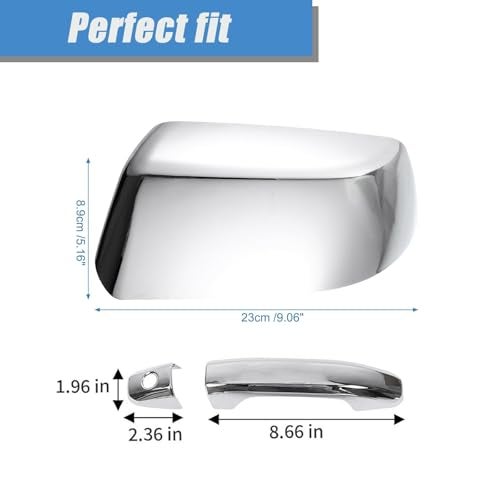 AUCERAMIC Chrome Top Half Mirror Cover Cap + Door Handle Covers Fit for 2015-2020 Chevy Tahoe Suburban GMC Yukon/Yukon XL - Image 4