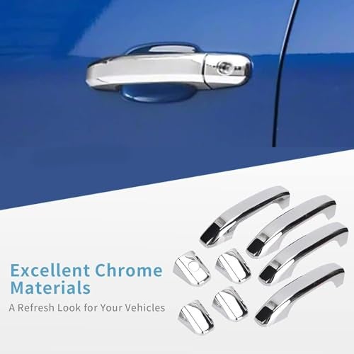 AUCERAMIC Chrome Top Half Mirror Cover Cap + Door Handle Covers Fit for 2015-2020 Chevy Tahoe Suburban GMC Yukon/Yukon XL - Image 3