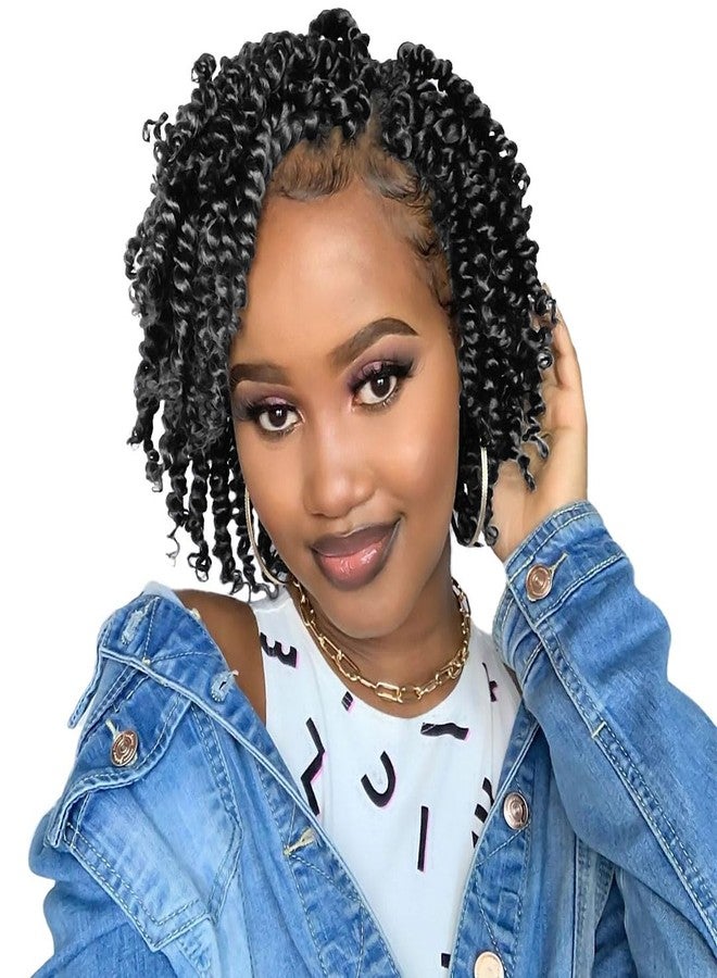 بوهوبابي شعر كروشيه BOHOBABE مجدول مسبقًا بتصميم Passion Twist، طوله 6 بوصات، قصير، مع حلقات مسبقة، 8 عبوات (رقم 2، أسود داكن) - Image 1