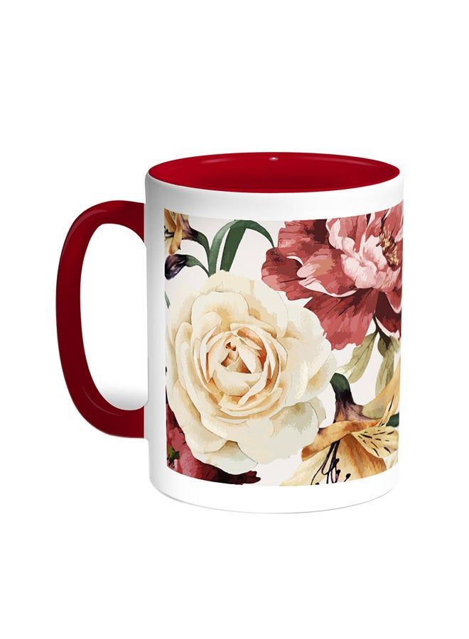RKN Flowers Printed Coffee Mug Red/White 11ounce - Image 2