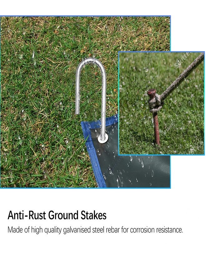 DN DENNOV Metal Rebar Stakes J Hook Extra Heavy Duty,【12 inch Long Enough】 1/4 inch Rust Proof Coated Steel Ground Stakes Ground Anchors, Garden Stake Trampoline Anchors (6, Silver), DN05K - Image 4