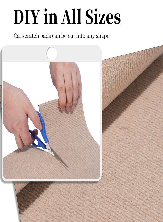 Uranshin Trimmable Cat Scratch Mat pad Self-Adhesive Cat Scratching Post Carpet Covered 78.7"x15.8" Cat Tree Shelves Replacement Parts cat Furniture Protector for Couch Wall (Khaki) - Image 4