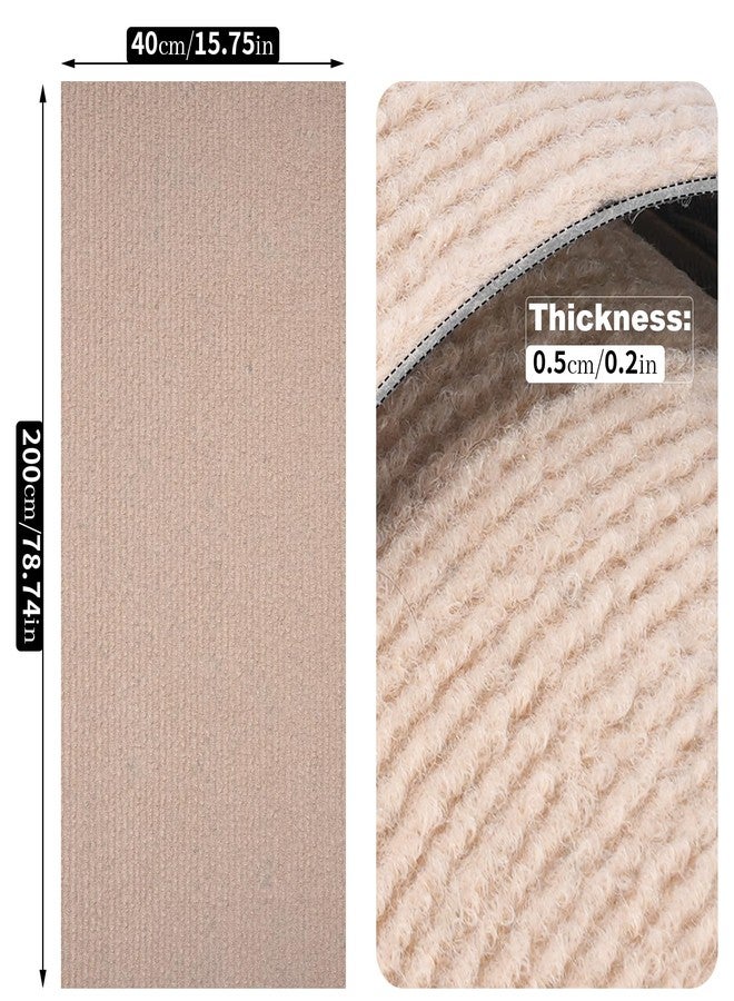 Uranshin Trimmable Cat Scratch Mat pad Self-Adhesive Cat Scratching Post Carpet Covered 78.7"x15.8" Cat Tree Shelves Replacement Parts cat Furniture Protector for Couch Wall (Khaki) - Image 2