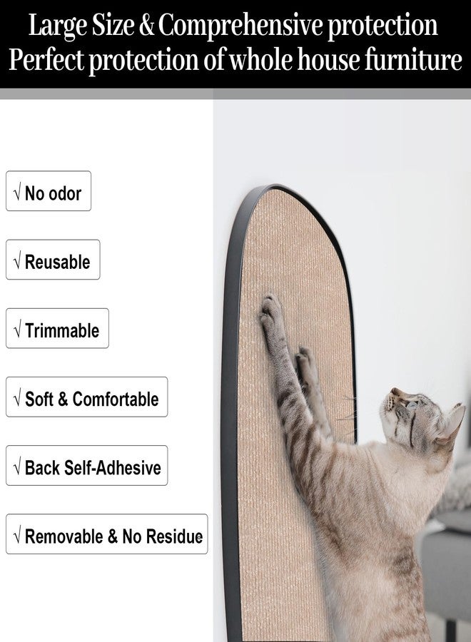Uranshin Trimmable Cat Scratch Mat pad Self-Adhesive Cat Scratching Post Carpet Covered 78.7"x15.8" Cat Tree Shelves Replacement Parts cat Furniture Protector for Couch Wall (Khaki) - Image 3