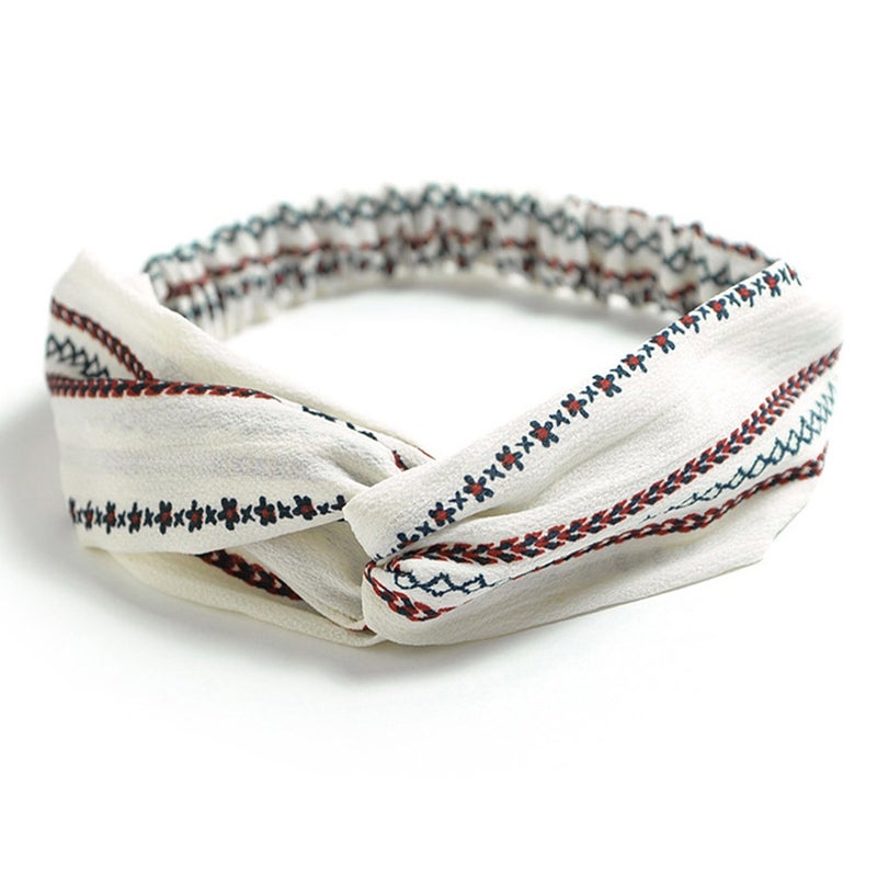 DRESHOW 10 Pack Boho Headbands for Women Vintage Cross Elastic Head Wrap Hair Accessories - Image 4