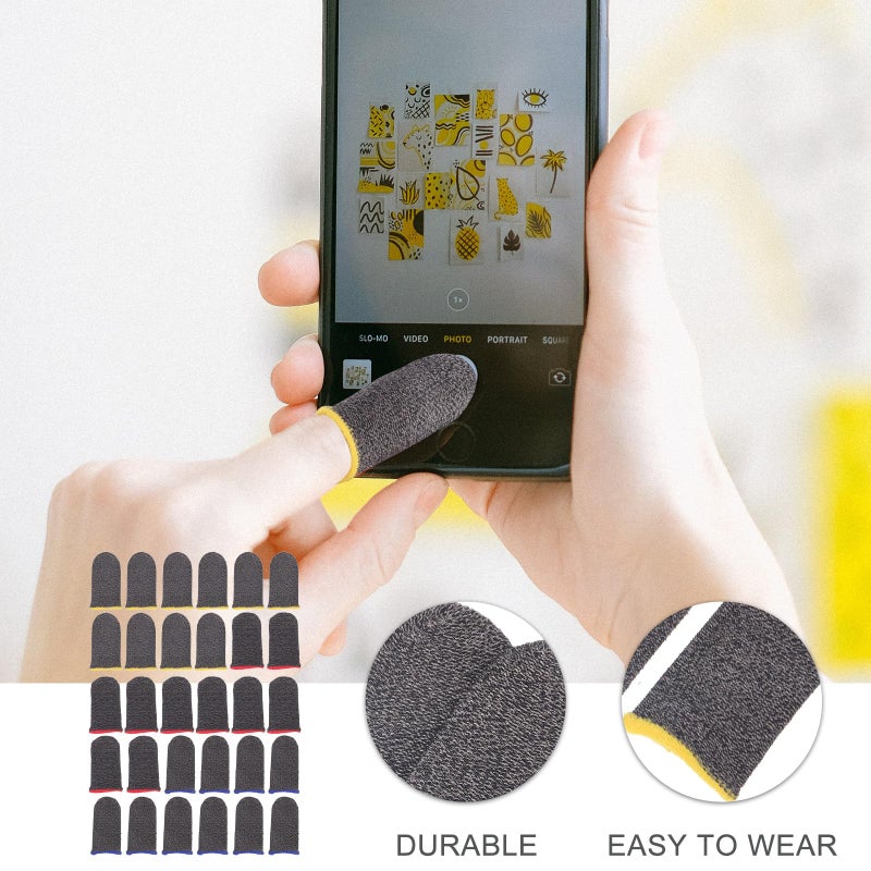 Anti Sweat Silver Fiber Gaming Finger Sleeves 30pcs Touch Screen Covers Breathable Protectors - Image 5