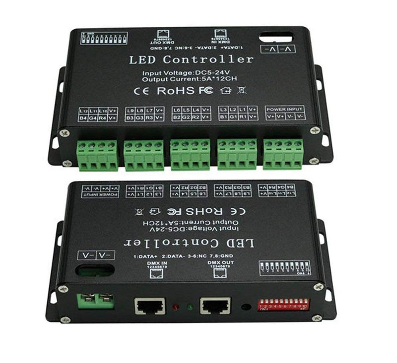 azimom 12 Channel DMX Decoder, AZIMOM RGB LED Light Strip Controller dmx512 Decoder Dimmer Driver DC5V-24V LED Module Light - Image 2
