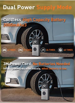 Carsun Portable Tyre Inflator Air Compressor ,22mm Cylinder Electric Tire Inflator with 6000mAh Battery/Digital Display/LED Light,150PSI Strong Cordless Air Pump for Car,Bike,Truck,Motorcycle,Ball,kayak  - Image 3