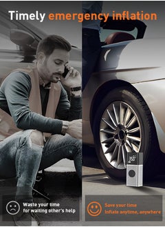 Carsun Portable Tyre Inflator Air Compressor ,22mm Cylinder Electric Tire Inflator with 6000mAh Battery/Digital Display/LED Light,150PSI Strong Cordless Air Pump for Car,Bike,Truck,Motorcycle,Ball,kayak  - Image 5
