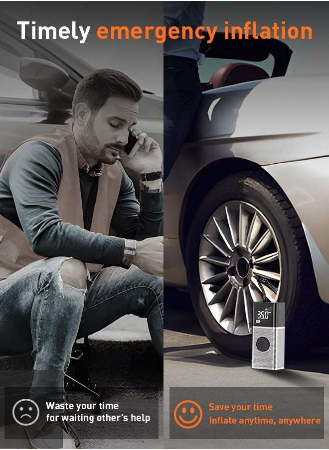 Carsun Portable Tyre Inflator Air Compressor ,22mm Cylinder Electric Tire Inflator with 6000mAh Battery/Digital Display/LED Light,150PSI Strong Cordless Air Pump for Car,Bike,Truck,Motorcycle,Ball,kayak  - Image 5