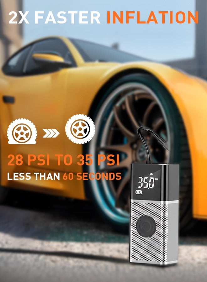 ضاغط هواء منفاخ الإطارات المحمول ، نافخة الإطارات الكهربائية مع بطارية 6000mAh / شاشة رقمية / ضوء LED ، مضخة هواء لاسلكية قوية 150PSI للسيارة والدراجة والشاحنة والدراجات النارية