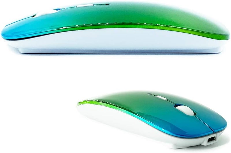 KLO Rechargeable Bluetooth Mouse for MacBook/MacBook air/Pro/iPad, Wireless Mouse for Laptop/Notebook/pc/iPad/Chromebook (BT/A Green-Blue) - Image 1