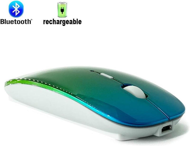 KLO Rechargeable Bluetooth Mouse for MacBook/MacBook air/Pro/iPad, Wireless Mouse for Laptop/Notebook/pc/iPad/Chromebook (BT/A Green-Blue) - Image 5