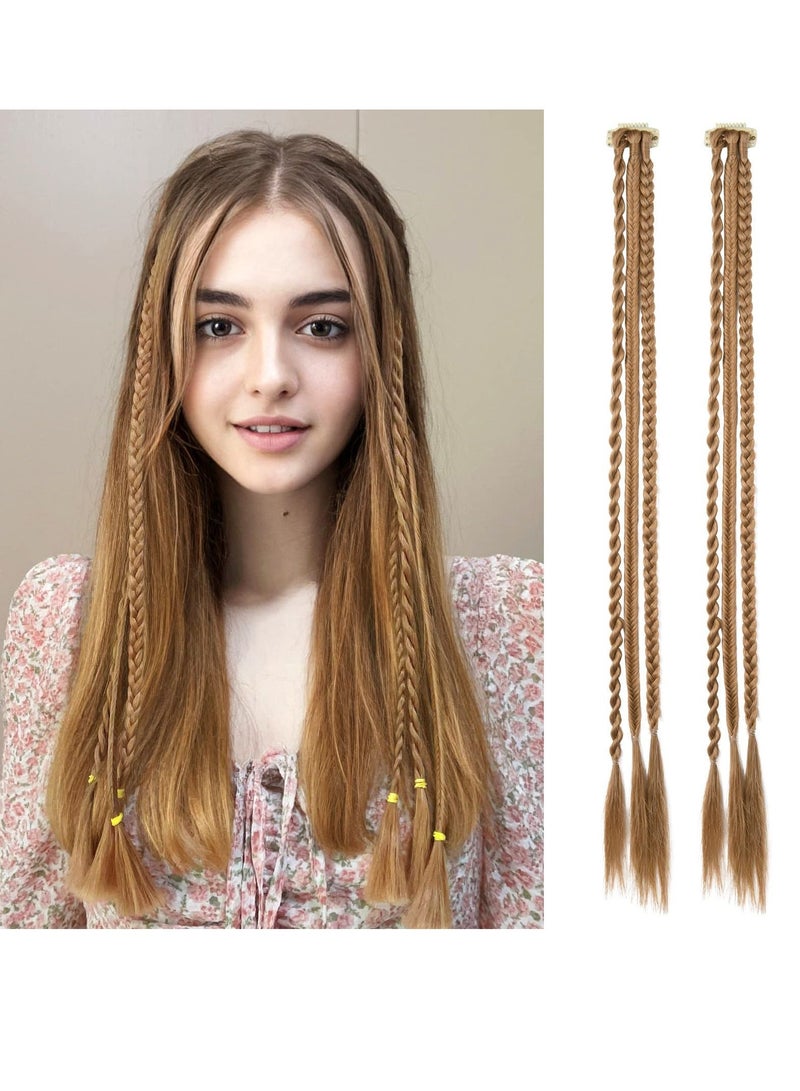 2 PCS Long Braid Ponytail Extension , Clip in Hair Extensions Baby Braids, 22" Long Natural Soft Synthetic Hairpieces for Women Daily Wear Copper - Image 1